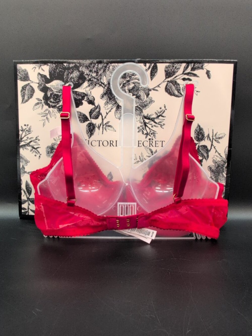 Victoria's Secret Jingle Bells Mesh Unlined Demi Bra Lipstick Red 38C NWT - Picture 5 of 11